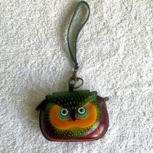 Owl Leather Wristlet